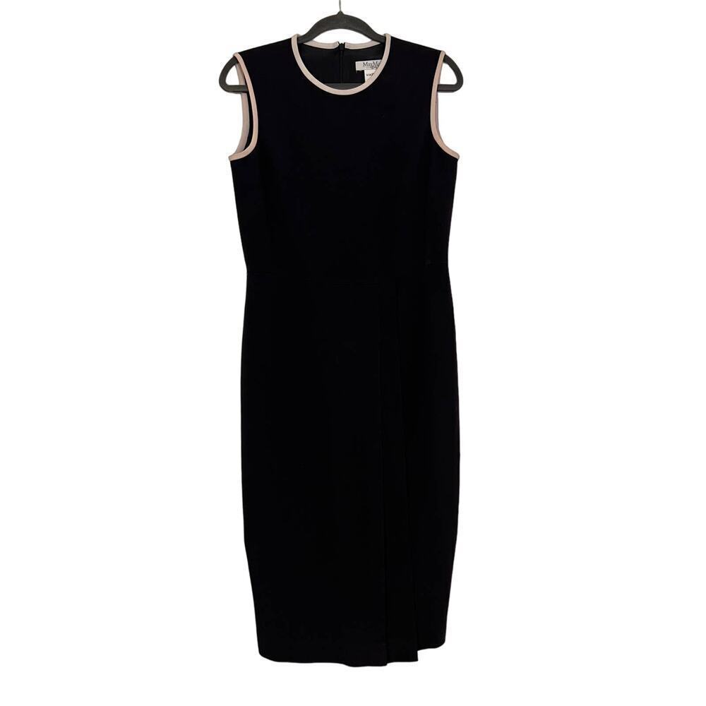 MAX MARA Navy Pink Ivory Sheath Farad Crepe Dress 8 - Picture 4 of 10